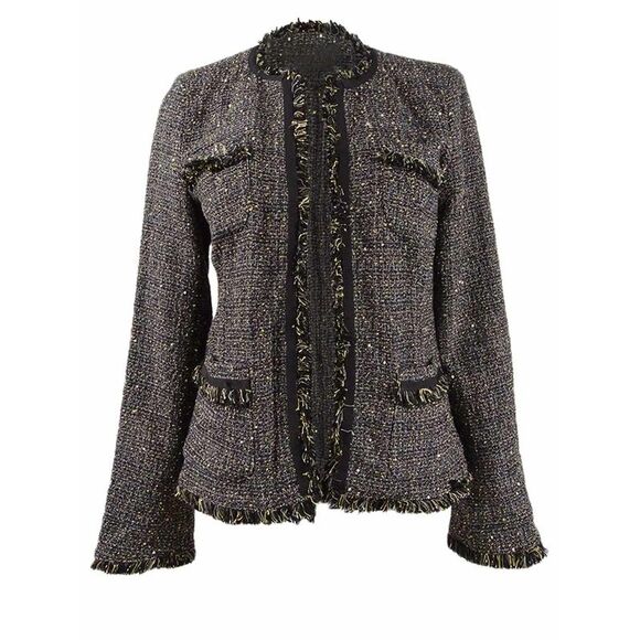 Weekend Max Mara Women's Frayed-Trim Tweed Jacket (0 Black Multi)